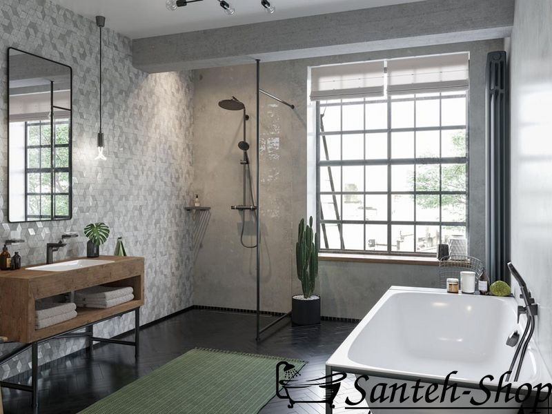Hansgrohe Croma Select S 280 1jet Showerpipe cu termostat, negru mat (26890670) 26890670 foto