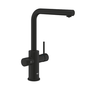 Смеситель для кухни GROHE BLUE PURE MINTA c подачей фильтрованной воды, однорычажный, цвет черный матовый, вытяжной излив 30590KF0 фото