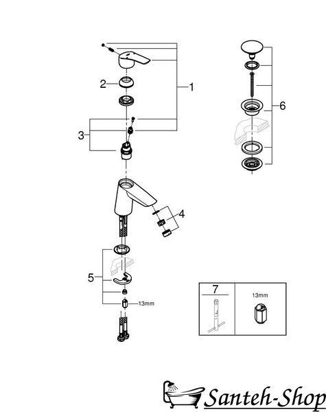 Baterie lavoar Grohe Eurosmart 23968003 S-size crom 23968003 foto