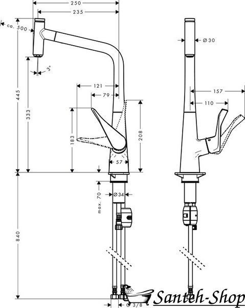 Смеситель для кухни Hansgrohe Metris Select 320 с выдвижным душем, хром (14884000) 14884000 фото