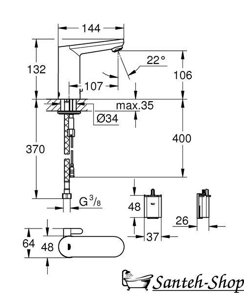 Baterie de lavoar cu infraroșu GROHE Eurosmart 36327001 36327001 foto