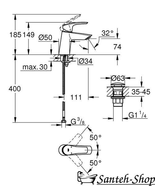 Baterie lavoar Grohe Eurosmart 23968003 S-size crom 23968003 foto