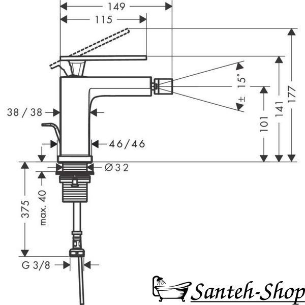 Baterie bideu Hansgrohe Tecturis E 73200670 73200670 foto