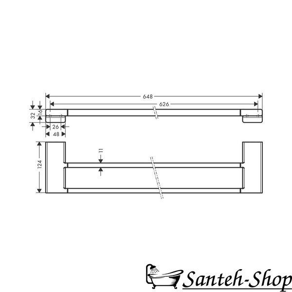 Suport dublu pentru prosoape Hansgrohe AddStoris 62,6/64,8 x 12,4 cm, optic auriu lustruit (41743990) 41743990 foto
