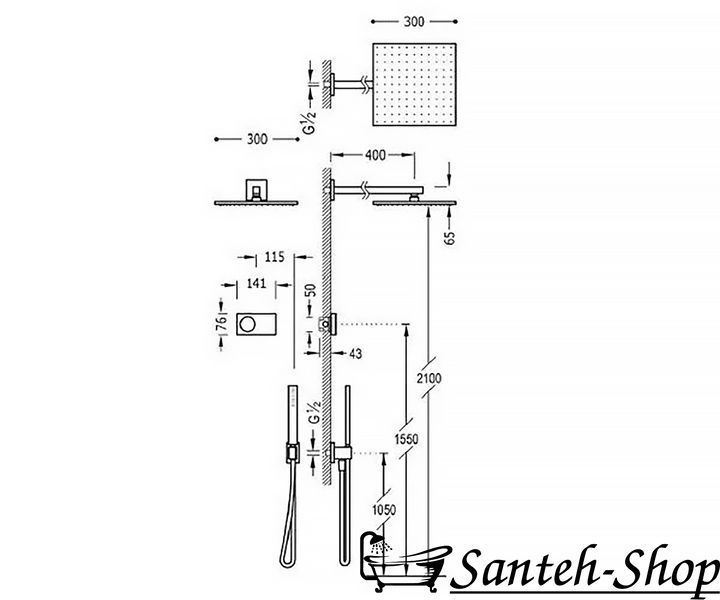 Душевая система Tres Shower Technology 9288563 9288563 фото