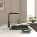 Baterie de bucătărie GROHE BLUE PURE MINTA cu alimentare cu apă filtrată, monocomandă, negru mat, gura de scurgere 30590KF0 foto 3