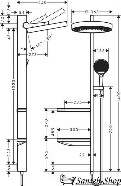 Sistem de duș ascuns Hansgrohe Rainfinity SHOWERPIPE 748878979151 foto