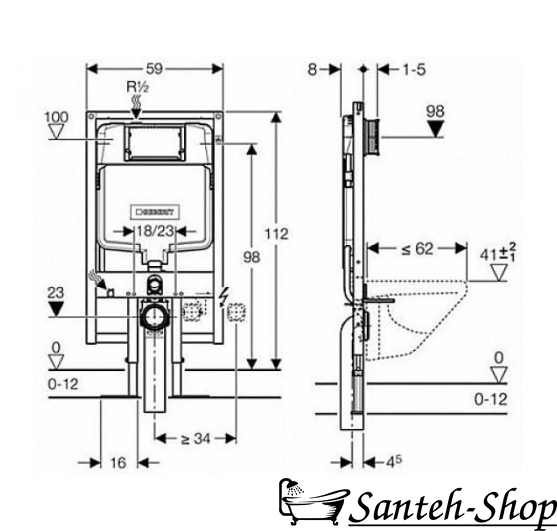 Инсталляция для унитаза Geberit Sigma 111.796.00.1 DUOFIX Sigma толщина 8 см 111.796.00.1 фото