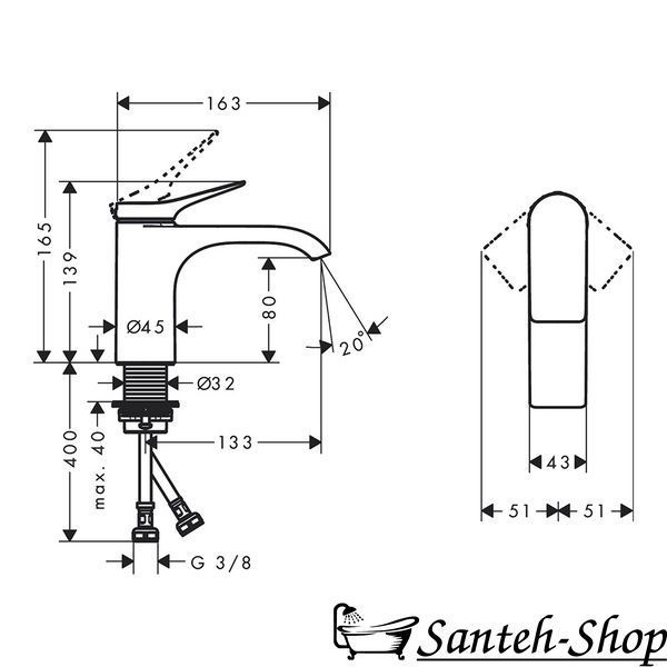 Baterie lavoar Hansgrohe Vivenis 75012670 75012670 foto