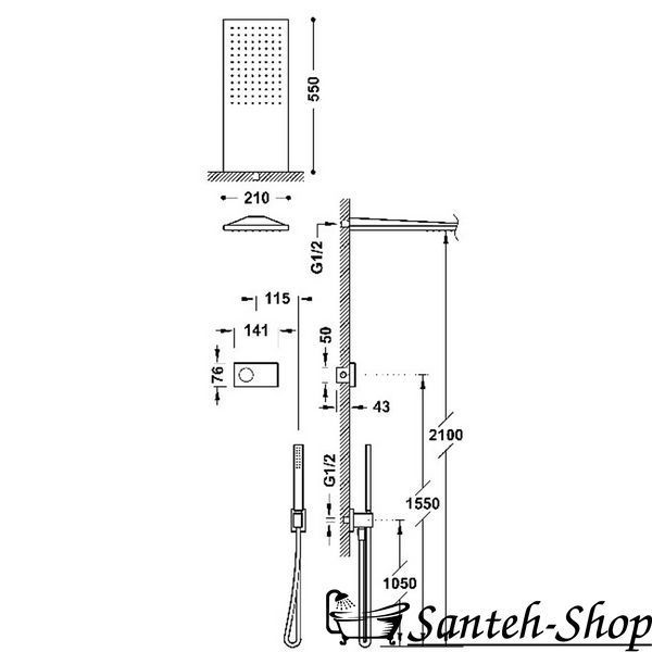 Set dus Tres SHOWER TECHNOLOGY 09288551NM cu control electronic 09288551NM foto