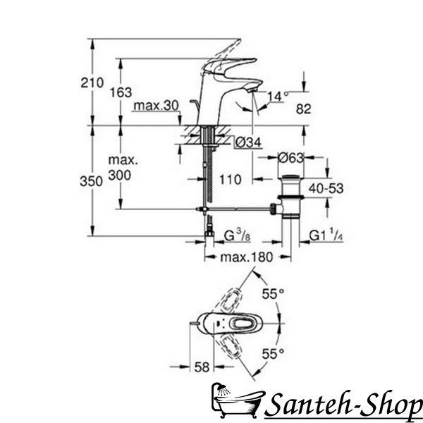 Смеситель для умывальника GROHE Eurostyle&nbsp;M-Size&nbsp;хром 33558003 33558003 фото