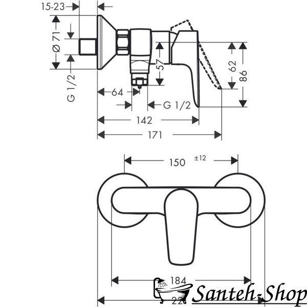 Baterie de dus Hansgrohe Talis E 71760000 71760000 foto