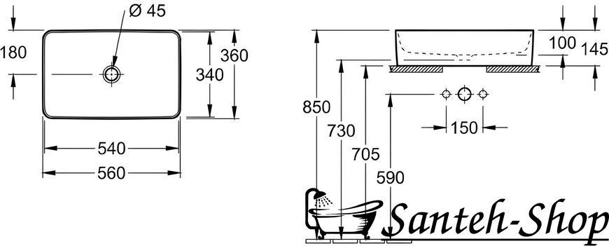 Lavoar de blat Villeroy & Boch Collaro 4A205601 560 x 360 mm 4A205601 foto