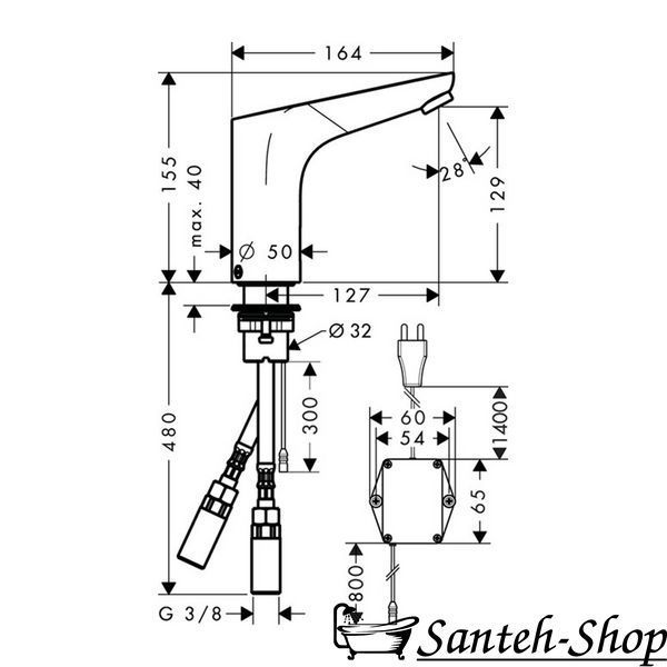 Baterie electronică pentru lavoar Hansgrohe Focus, alimentare 230 V, fără control al temperaturii, crom (31174000) 31174000 foto
