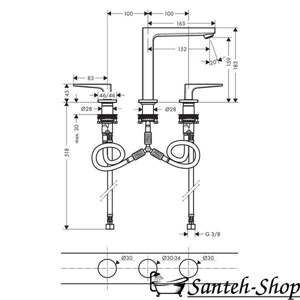 Смеситель для умывальника Hansgrohe Metropol 160 (32515670) 32515670 фото