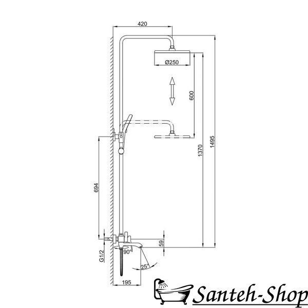 Душевая система со смесителем Frap H75 F2475-6 F2475-6 фото