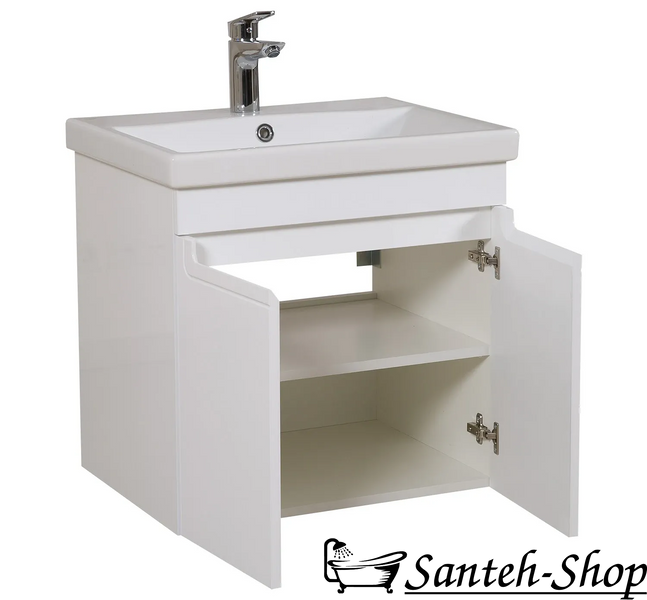 Dulap de baie suspendat AQUARODOS OMEGA 60 cu lavoar, 580x600x450 cm, alb OMEGA 60 foto