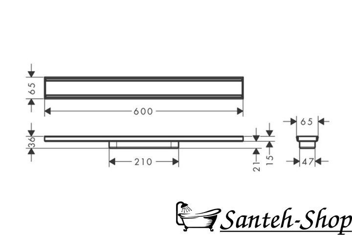 Scurgere de duș Hansgrohe RainDrain Original 60 cm, oțel inoxidabil periat (56196800) 56196800 foto