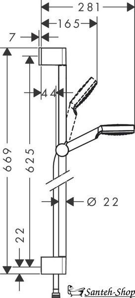 Душевой набор Hansgrohe Crometta 65 см 1Jet, хром/белый (26533400) 26533400 фото