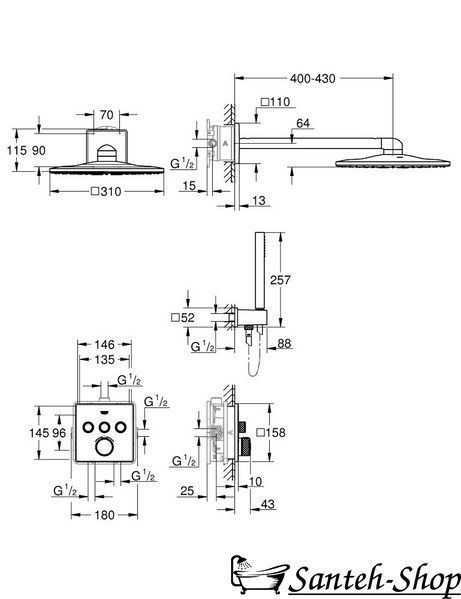 Sistem de duș GROHE Grohtherm SmartControl 34706000 cu termostat de duș crom 34706000 foto