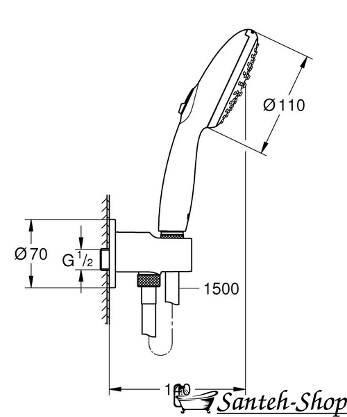 Set de duș Grohe Tempesta 110, 2 spray-uri, crom (26406003) 26406003 foto