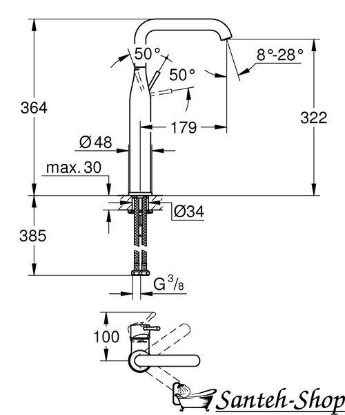 Grohe Essence Nou baterie pentru chiuvetă mărime XL, negru mat (24170KF1) 24170KF1 foto