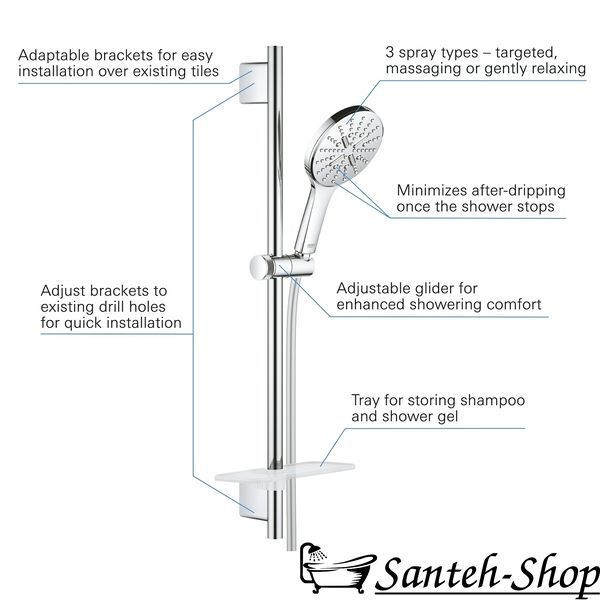 Душевой гарнитур GROHE RainShower SmartActive 130 хром 26546000 26546000 фото