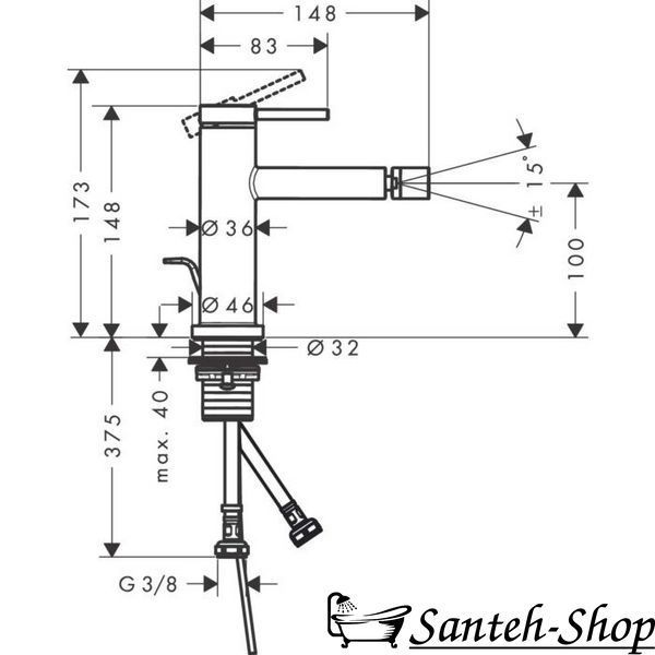 Baterie bideu Hansgrohe Tecturis S (73201140) 73201140 foto