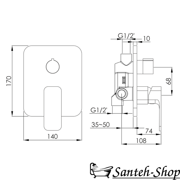 Baterie duș și cadă IMPRESE BILOVEC f04600906SQ &icirc;ncastrată (2 funcții) nichel periat f04600906SQ foto