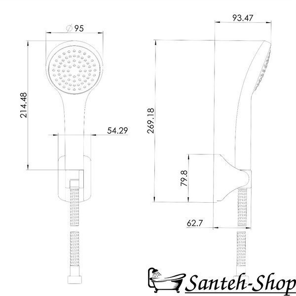 Set duș IMPRESE MODUS f03808210SP (capă duș 1 mod, suport, furtun PVC 1500 mm) negru mat f03808210SP foto