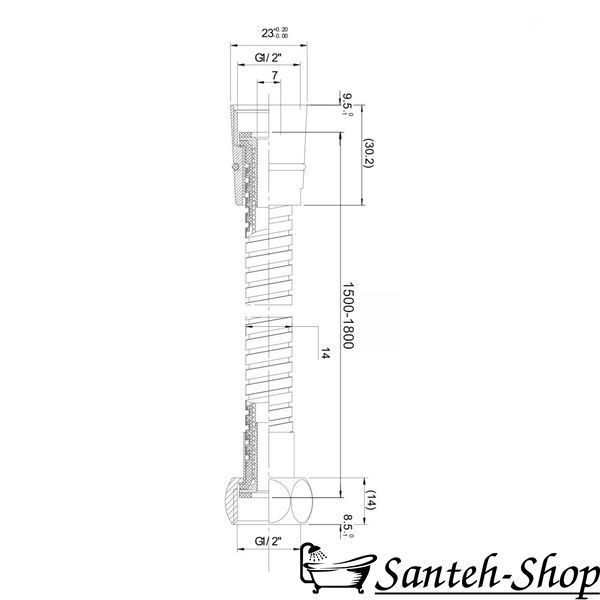 Furtun de duș extensibil din oțel inoxidabil IMPRESE f03600101SB cu &icirc;mpletitură dublă, 1500-1800 mm, anti-răsucire f03600101SB foto