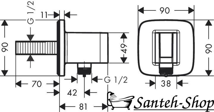 Hansgrohe FixFit Porter Q racord pentru furtun cu suport, negru mat (26887670) 26887670 foto