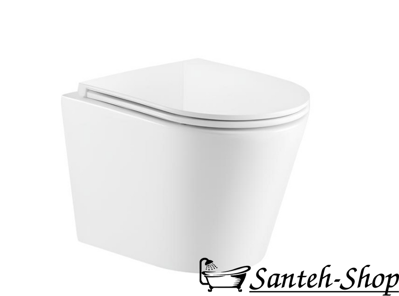 Kit de instalare: WC suspendat VLTAVA Rimless, scaun solid Slim + 38772001 Instalare RAPID SL pentru toaleta, buton cromat, fara garnitura c06809603+38772001 foto