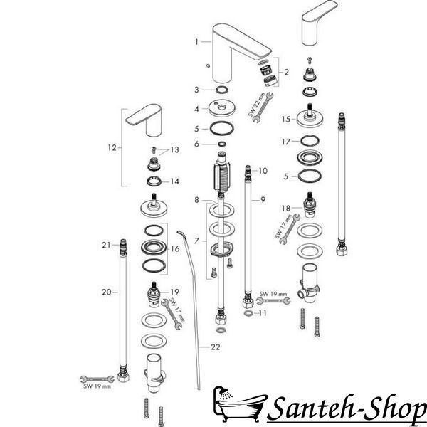Смеситель для умывальника 130 Hansgrohe Talis E на 3 отверстия 71733000 71733000 фото