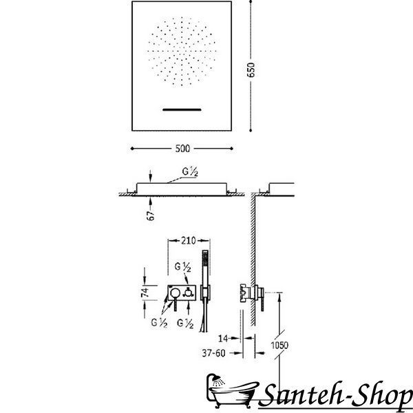 Sistem de dus Tres 3V 21027303BM cu robinet ascuns cu baterie 21027303BM foto