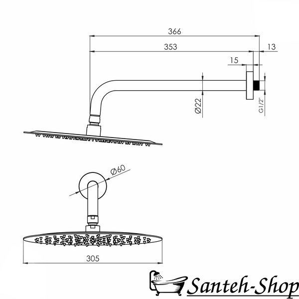 Duș deasupra VOLLE CASCADA 1586.180215 R100 300 mm 1586.180215 foto