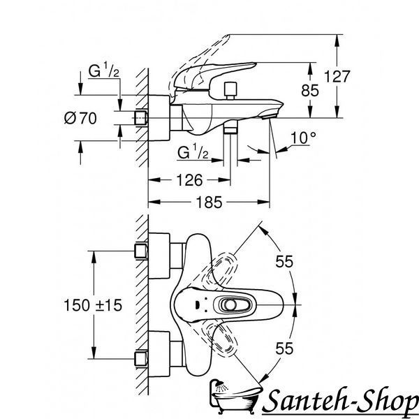 Baterie de baie GROHE Eurostyle crom 33591003 33591003 foto