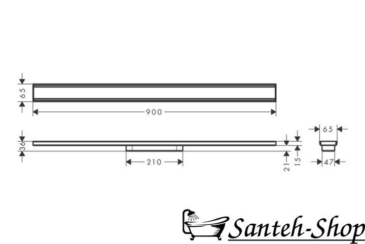 Scurgere de duș Hansgrohe RainDrain Original, partea superioară 90 cm, oțel inoxidabil periat (56199800) 56199800 foto