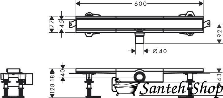 Scurgere de duș Hansgrohe RainDrain Compact Flat 60cm, oțel inoxidabil periat (56162800) 56162800 foto