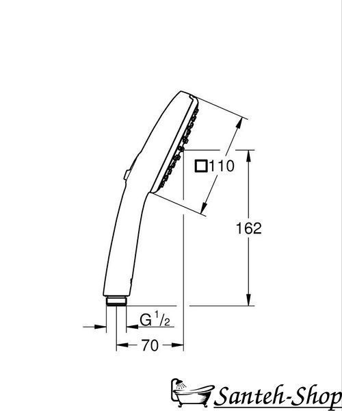 Ручной душ Grohe Tempesta Cube 110, 2 режима струи, черный матовый (267462433) 267462433 фото