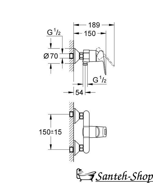 Смеситель для душа Grohe BauLoop (23340000) 23340000 фото