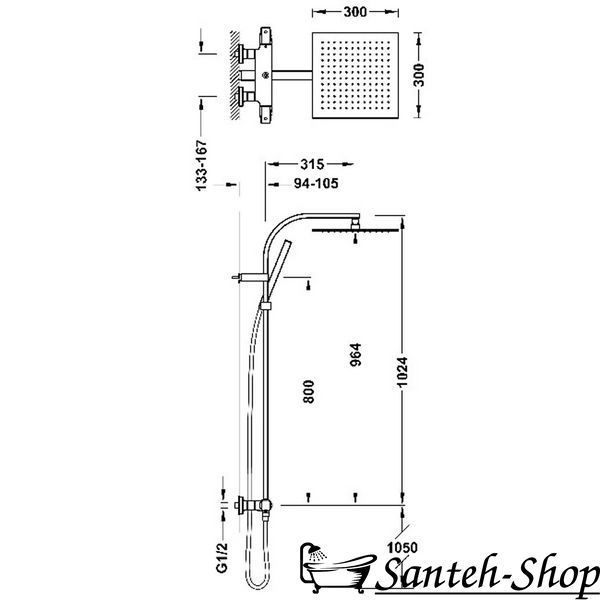 Sistem de dus PROJECT-TRES cu termostat Aur mat 24K 19039307OM foto