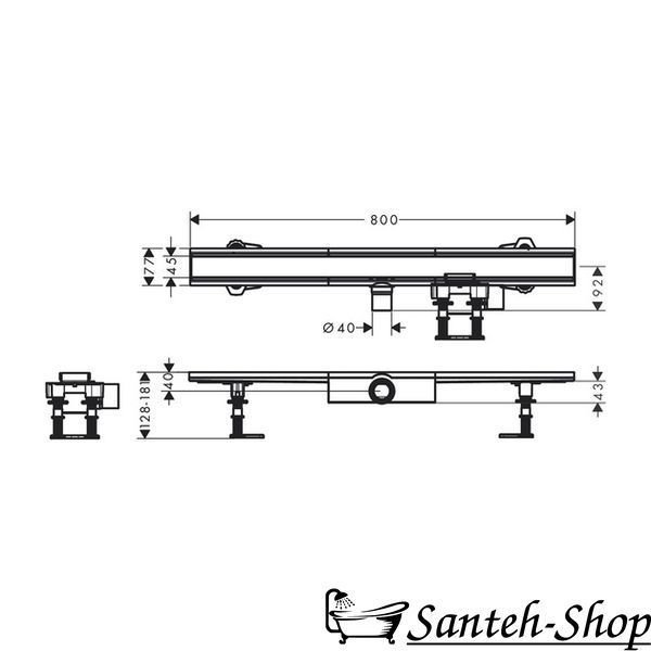 Scurgere de duș Hansgrohe RainDrain Compact Flat 80cm, oțel inoxidabil periat (56166800) 56166800 foto