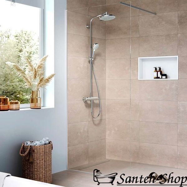 Scurgere de duș Hansgrohe RainDrain Compact Flat 80cm, oțel inoxidabil periat (56166800) 56166800 foto