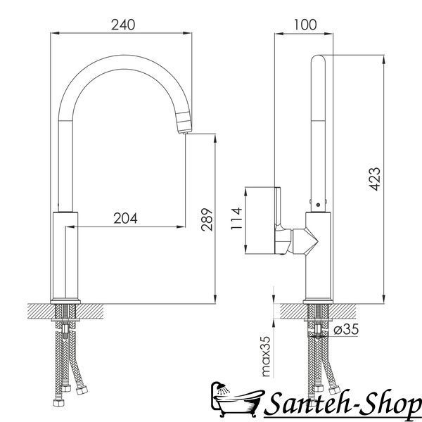 Смеситель для кухни IMPRESE PIVOT f03408510WD с подключением питьевой воды, черный матовый f03408510WD фото