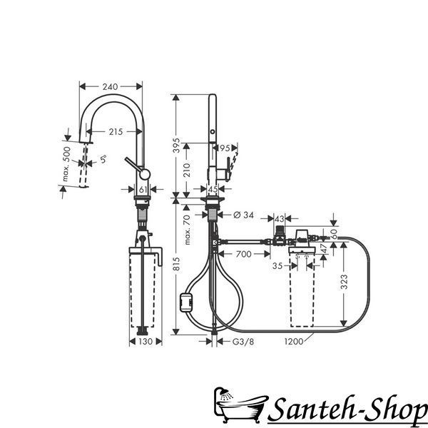 Смеситель для кухни Hansgrohe Aqittura M91 FilterSystem 210 1jet pull-out, Matt Black (76803670) 76803670 фото