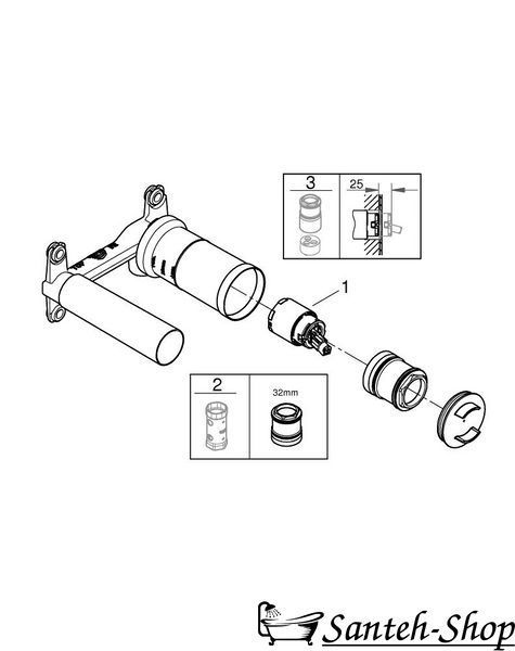 Parte &icirc;ncorporată a unui mixer monocomandă GROHE Eurostyle 23571000 23571000 foto
