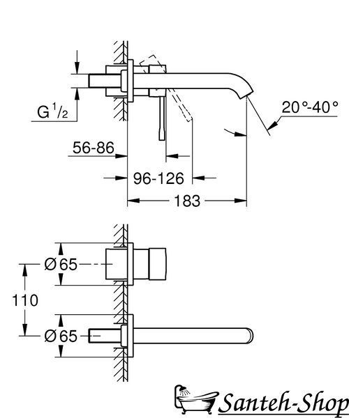 Baterie Grohe Essence M-Size, exterior, negru mat (29192KF1) 29192KF1 foto