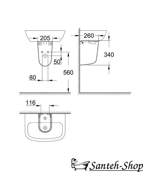Полупьедестал для умывальника Grohe Bau Ceramic, белый (39426000) 39426000 фото