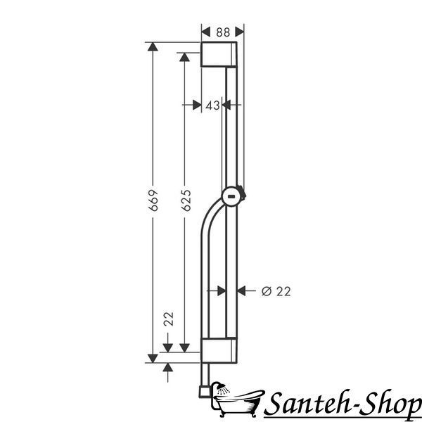 Bară de duș Hansgrohe Pulsify S 65 cm cu furtun de 160 cm, negru mat (24400670) 24400670 foto